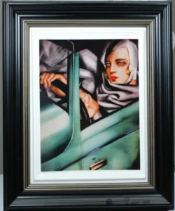 Porcelain painting “Self-Portrait in a Green Bugatti” – Tamara de Lempicka Collection – limited edition